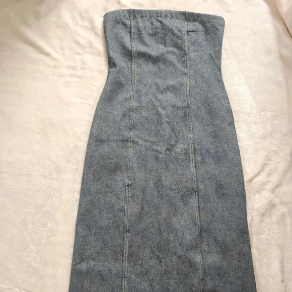 NWT rag & bone Jasmine Strapless Denim Midi Dress - Picture 6 of 8